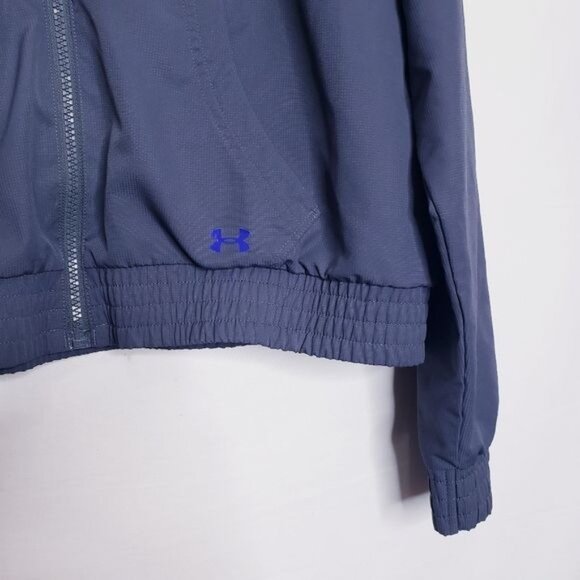 Under Armour Gray Semi Fitted Zip Up Windbreaker Jacket Women's Size Large - Picture 3 of 9